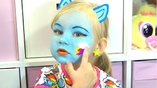 Алиса РЕЙНБОУ ДЭШ макияж аквагрим и играем RAINBOW DASH face painting for kids entertainment