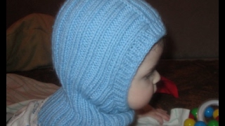 Вязание спицами. Шапочка шлем для малыша