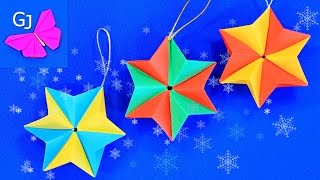 Оригами Звезда на ёлку в Новый Год