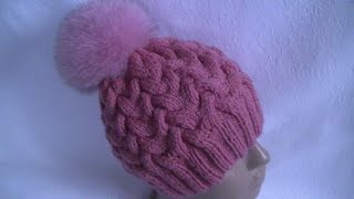 Вязание шапки узором Коса с 12 петель.Knitting hats pattern Kos with 12 loops