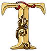Узорная средневековая буквица T | Векторный клипарт