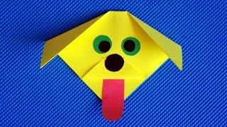 Собака оригами. Детские поделки из цветной бумаги. Символ 2018 года.