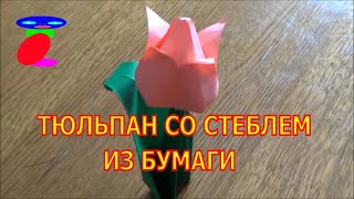 Как сделать тюльпан из бумаги своими руками, оригами.