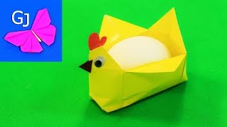 Оригами Курочка из бумаги ❤️ Подставка для яйца на Пасху