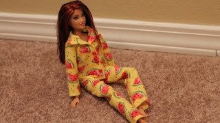 Одежда для кукол Барби. Как сшить пижаму (брюки) \ How to make pajamas for Barbie dolls, part 1