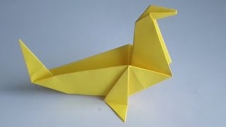 оригами тюлень, тюлень из бумаги оригами // origami seal