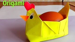 Origami.Курочка из бумаги. Пасхальный декор. Оригами.