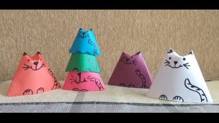 DIY! Поделки из бумаги. Оригами. Кошки-матрешки! Origami cats