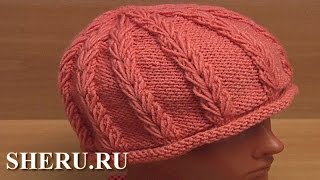 Вязаная спицами шапочка шляпка Урок 63 часть 3 из 3 Спицы