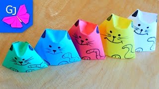 Оригами Кот Матрешка из бумаги