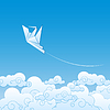 Бумага оригами кран против голубого неба | Векторный клипарт