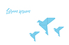 Оригами с синими птицами | Векторный клипарт