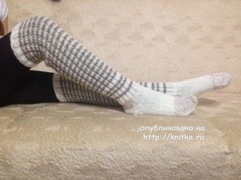 Вязаные спицами носки и гетры – работы Ольги. Вязание спицами.