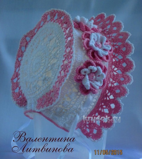 Капор для девочки - работа Валентины Литвиновой вязание и схемы вязания