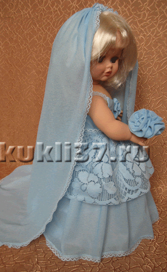 трикотажное свадебное платье для куклы