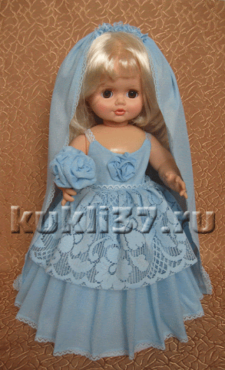 голубое свадебное платье для куклы