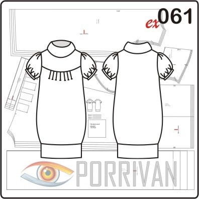 Выкройка платья из трикотажа с короткими рукавами и воротником стойкой