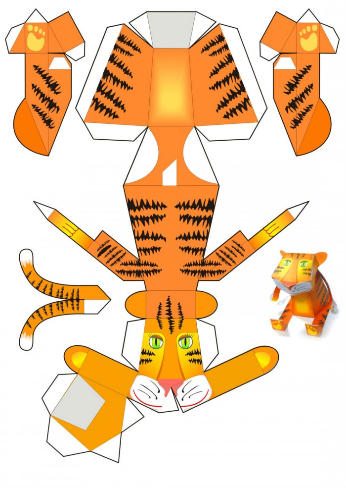 Тигр в технике паперкрафт