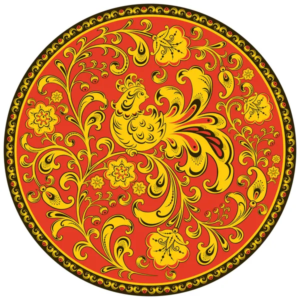 Круглый орнамент в стиле Хохлома — стоковый вектор