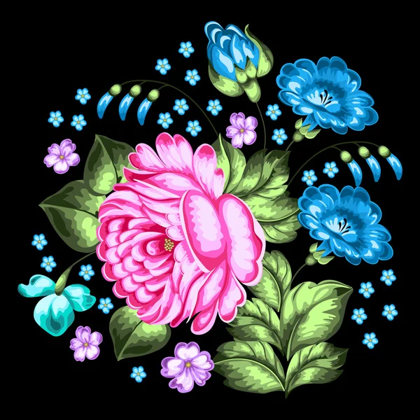 Русский жостовской цветочный орнамент — стоковый вектор