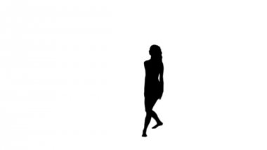 Балерина, танцующая в черном силуэте — стоковое видео