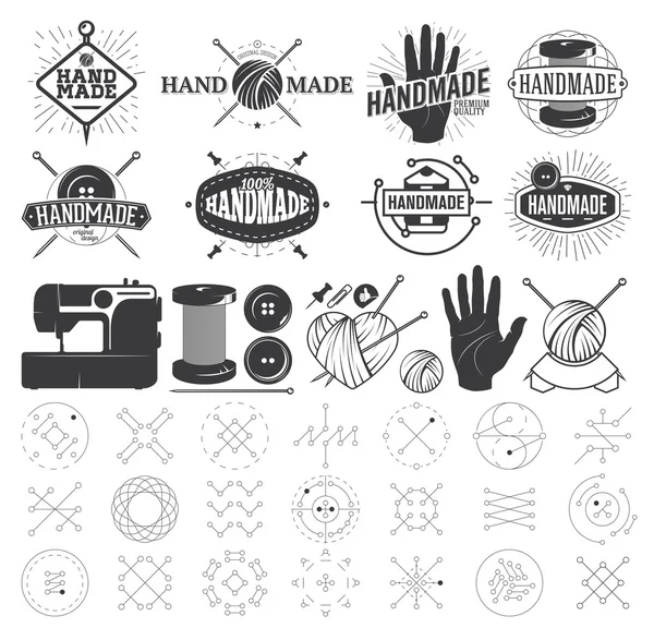 Старинные ручной логотипом, наклейки, значки и элементы дизайна — стоковый вектор