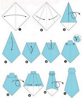 Оригами схемы - схема рубашки оригами - галстук